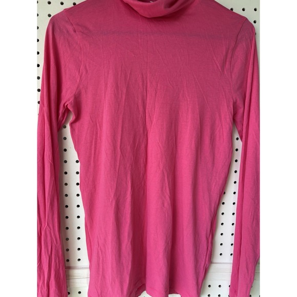 J Crew Women's XS Hot Pink Turtleneck Shirt Long SLV Cotton - Picture 4 of 6